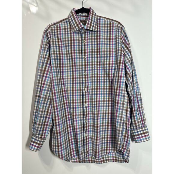 Peter Millar Button Up Casual Dress Shirt Long Sleeve Plaid Preppy Men's Medium - Picture 1 of 10